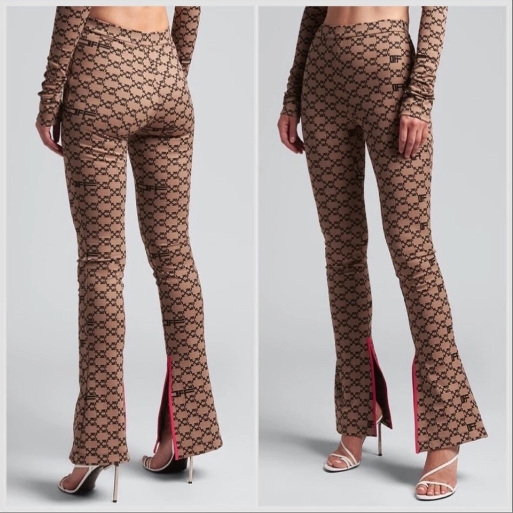 New Off-White Monogram Split Hem Leggings in Brown Size 38